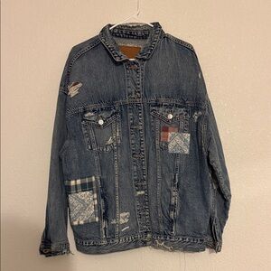 American Eagle Outfitters Denim Jacket with Tan Label